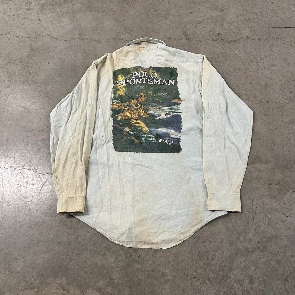 Y2K Vintage 90s Rare Polo Sportsman Polo Ralph Lauren button up